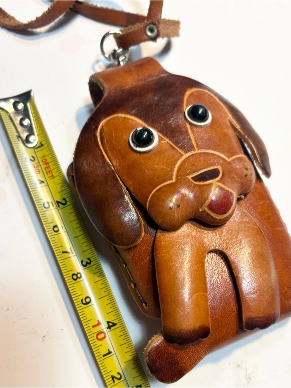 Handcrafted Leather Dog flap cell phone container pouch - Picture 10 of 10